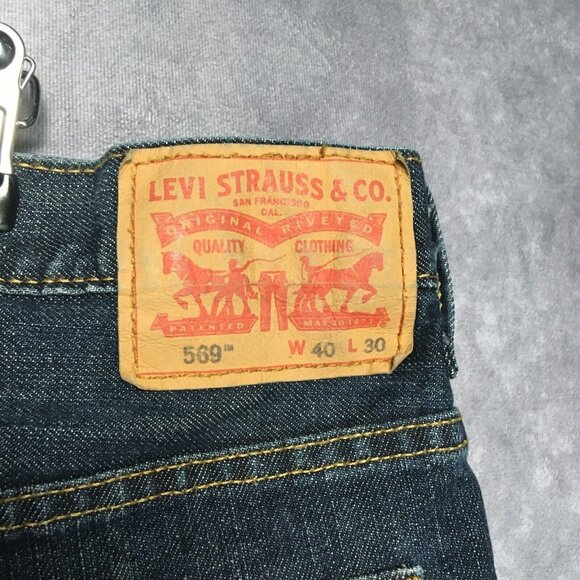 Levis Mens 569 Loose Straight Fit Blue Jeans size 40x30 Denim Pants Zipper Fly - Picture 6 of 15